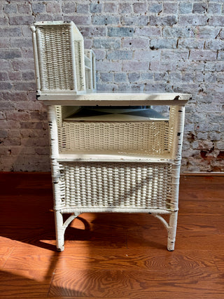 Antique White Wicker Writing Desk