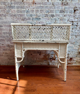 Antique White Wicker Writing Desk
