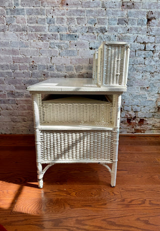 Antique White Wicker Writing Desk
