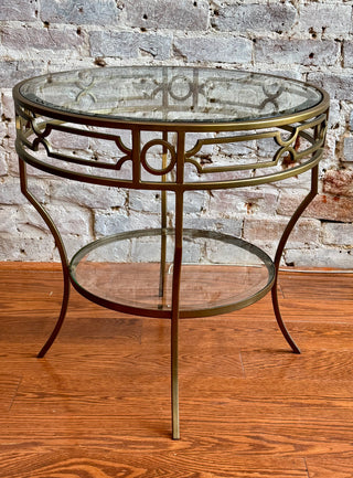 Gold Metal and Glass Side Table