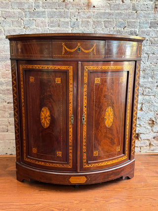 Antique Neoclassical Demilune Corner Cabinet