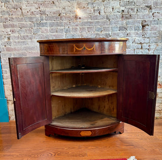 Antique Neoclassical Demilune Corner Cabinet
