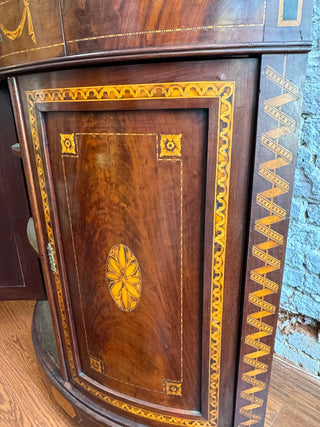 Antique Neoclassical Demilune Corner Cabinet