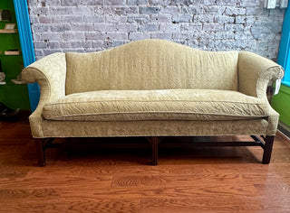 Vintage Chippendale Velvet Damask Camel Back Sofa