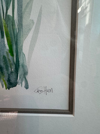 Pair Blue Iris Original Watercolor By Terri Hall