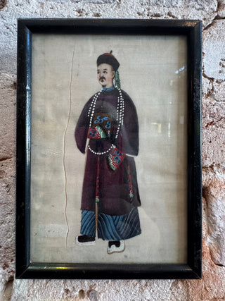 Pair of Royalty Pith Paintings - Black Frames