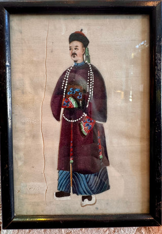 Pair of Royalty Pith Paintings - Black Frames