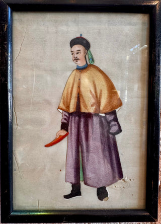 Pair of Royalty Pith Paintings - Black Frames