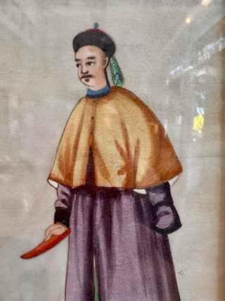 Pair of Royalty Pith Paintings - Black Frames