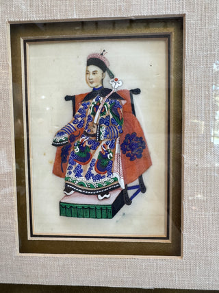 Antique Pith Paintings Emperor & Empress with Tiles