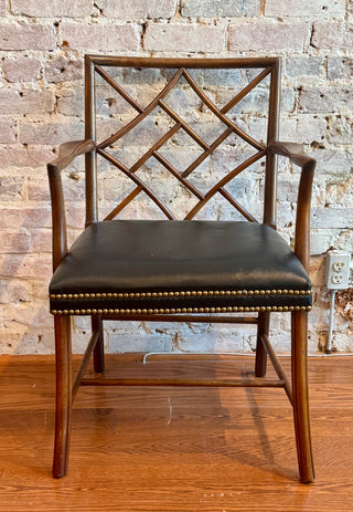 Vintage Faux Bamboo Chinese Chippendale Arm Chair