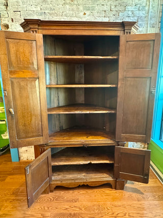 Southern 19th Century Walnut Corner Cupboard
