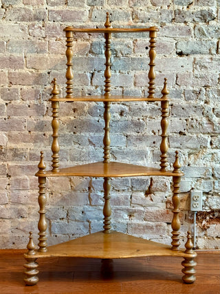 Pine French Corner What Not Corner Shelf