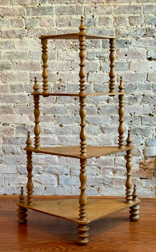 Pine French Corner What Not Corner Shelf