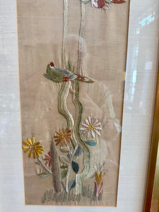 Pair Chinese Silk Embroidery