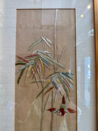 Pair Chinese Silk Embroidery