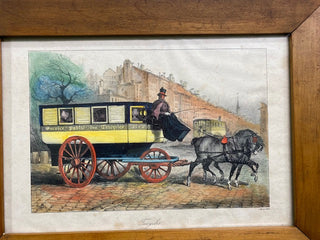 Set of  Four French Horse Carriage Lithographs