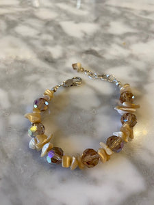 Emily Ray Sea Shell and Tan Crystal Bracelet