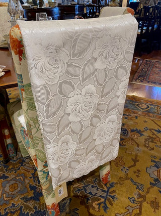 Vintage White Damask Floral Table Cloth