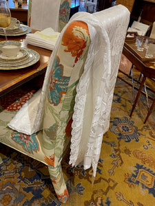 Vintage White Damask Floral Table Cloth