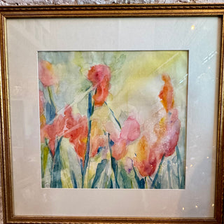 Orange In Bloom Framed Terri Hall Painting