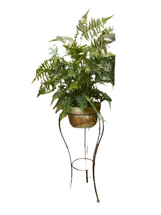 Faux Fern and Metal Plant Stand