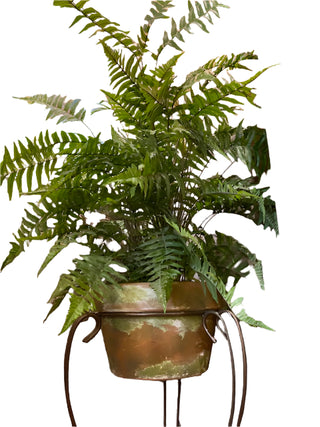 Faux Fern and Metal Plant Stand