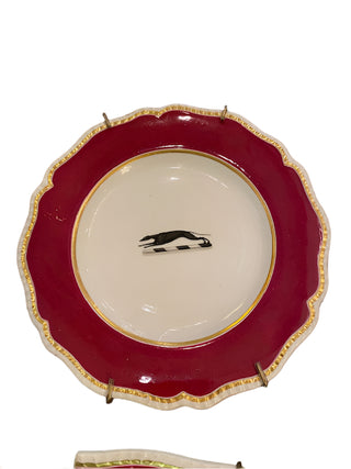 Set of 3 English Staffordshire Whippet China Plates