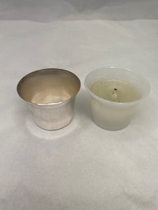 Silver Plate Votive Holder with Glass Insert