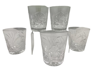 Vintage Set of 5 Crystal Rocks Glasses