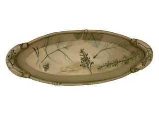 Medium Pottery Oval Platter with Botanical Inlay