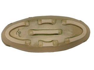 Medium Pottery Oval Platter with Botanical Inlay