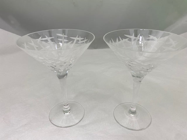 Vintage Set Crystal Martini Glasses