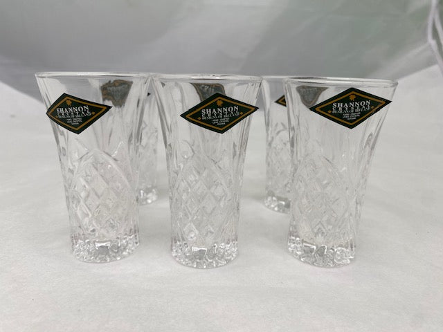 Vintage Set of 6 Shannon Crystal Shot Glasses