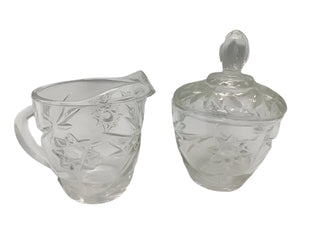 Set Vintage Anchor Hocking Star of David Sugar/Creamer