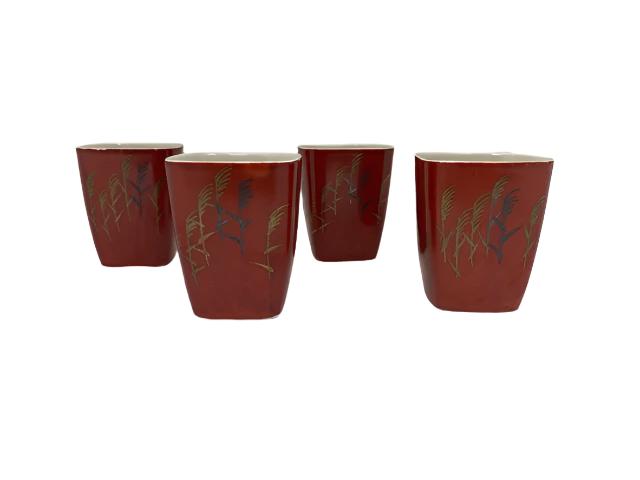 Set of 6 Square Vintage Rust Tea/Saki Cups