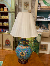 Load image into Gallery viewer, Vintage Teal Chinoiserie Lamp
