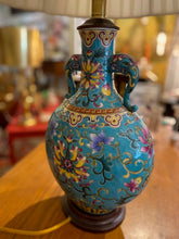 Load image into Gallery viewer, Vintage Teal Chinoiserie Lamp
