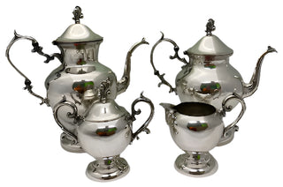 Vintage Silver Over Copper Four Piece Tea/Coffee Service with Berry Finial