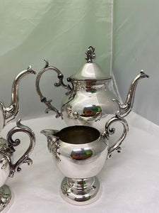 Vintage Silver Over Copper Four Piece Tea/Coffee Service with Berry Finial