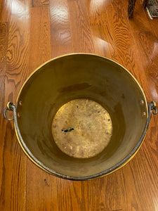 Large Antique Brass and Copper Bucket