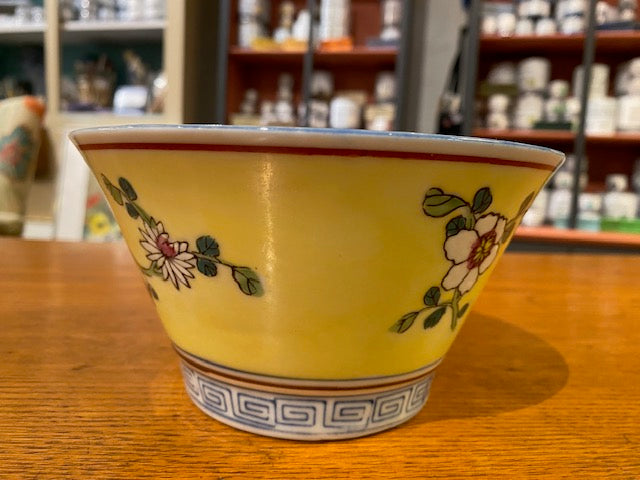 Large Yellow Chinoiserie Rice Bowl