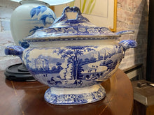 Load image into Gallery viewer, English Blue &amp; White Soup Tureen
