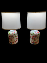 Load image into Gallery viewer, Pair Dana Gibson Summer Chintz Tea Caddy Lamps
