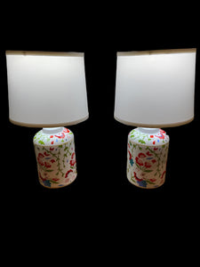 Pair Dana Gibson Summer Chintz Tea Caddy Lamps