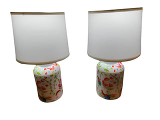 Pair Dana Gibson Summer Chintz Tea Caddy Lamps