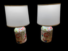 Load image into Gallery viewer, Pair Dana Gibson Summer Chintz Tea Caddy Lamps
