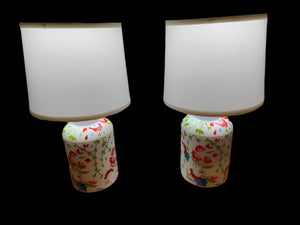 Pair Dana Gibson Summer Chintz Tea Caddy Lamps