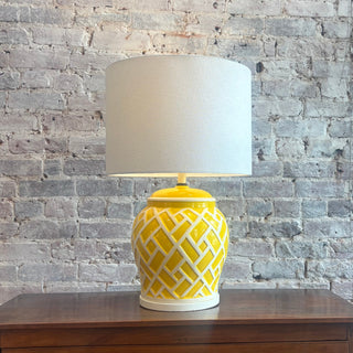 Vintage Faux Bamboo Yellow Lamp