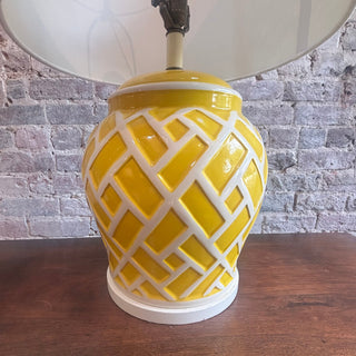 Vintage Faux Bamboo Yellow Lamp